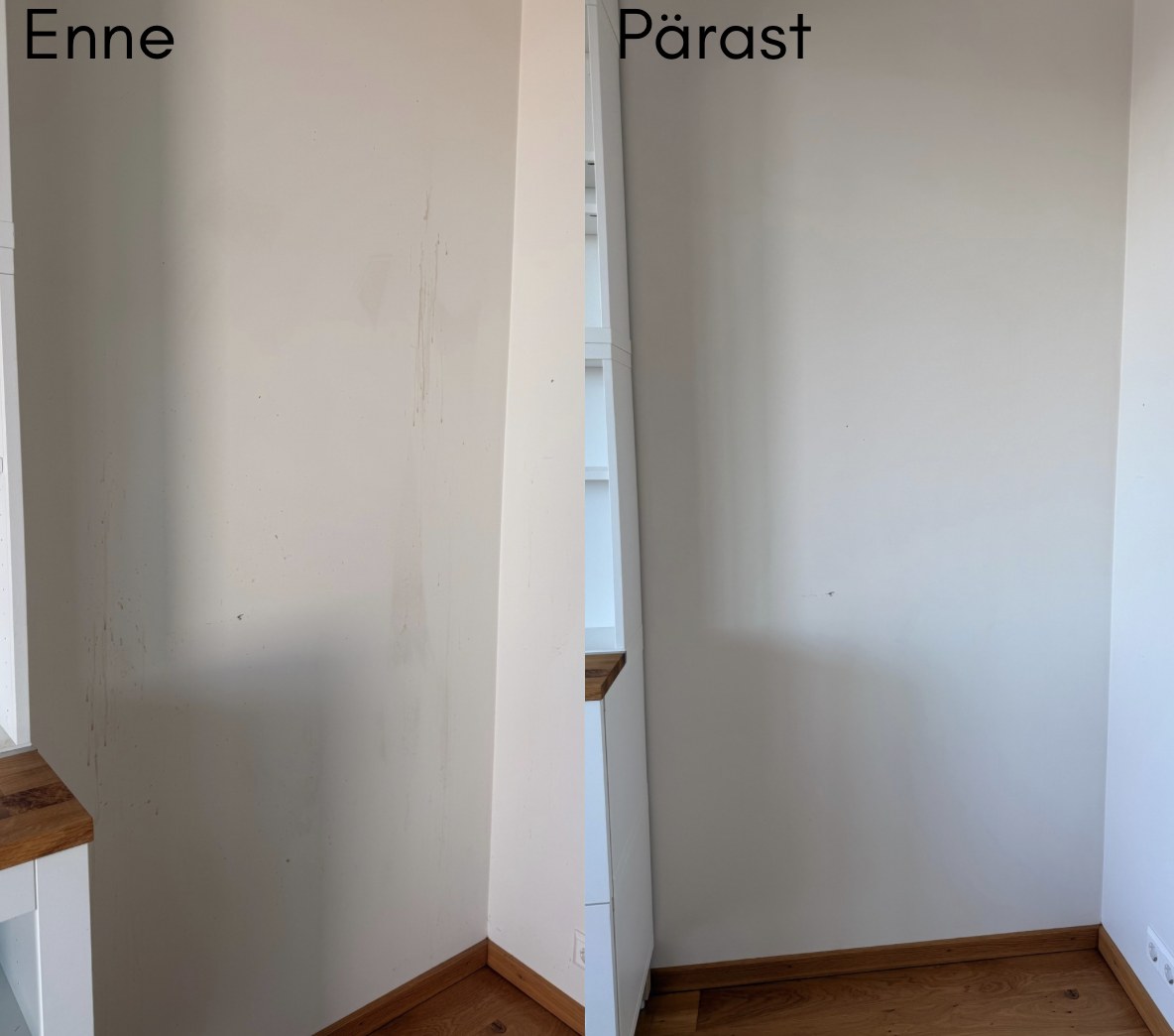 Musta köögivalamu ja segisti sügavpuhastus enne ja pärast — kodukoristus Tartus